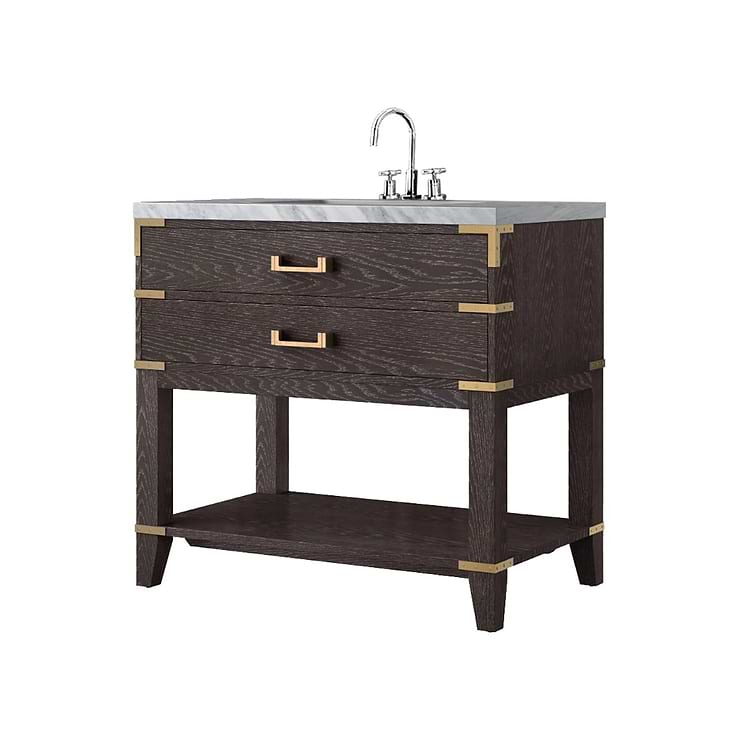 Calico Brown Oak 36" Single Vanity with Carrara Marble Top