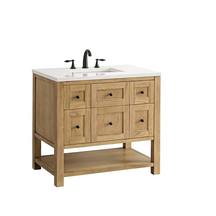 James Martin Vanities Breckenridge Light Natural Oak 36" Single Vanity with Arctic Fall Solid Surface Top