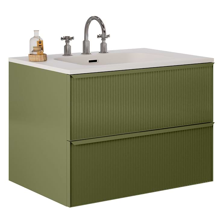 Astor Olive 30" Single Vanity with Integrated White Solid SurfaceTop