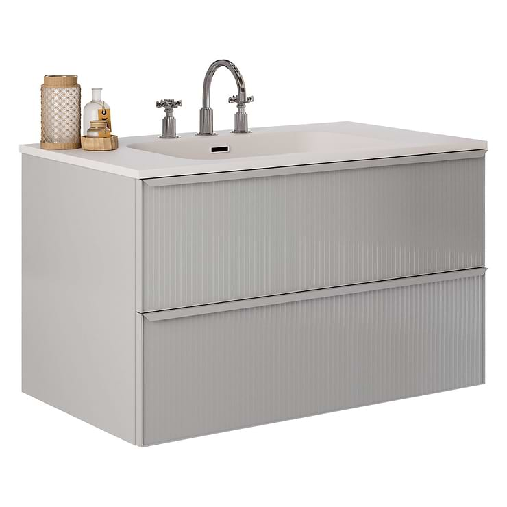 Astor Pearl 36" Single Vanity with Integrated White Solid SurfaceTop