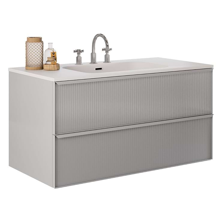 Astor Pearl 42" Single Vanity with Integrated White Solid SurfaceTop