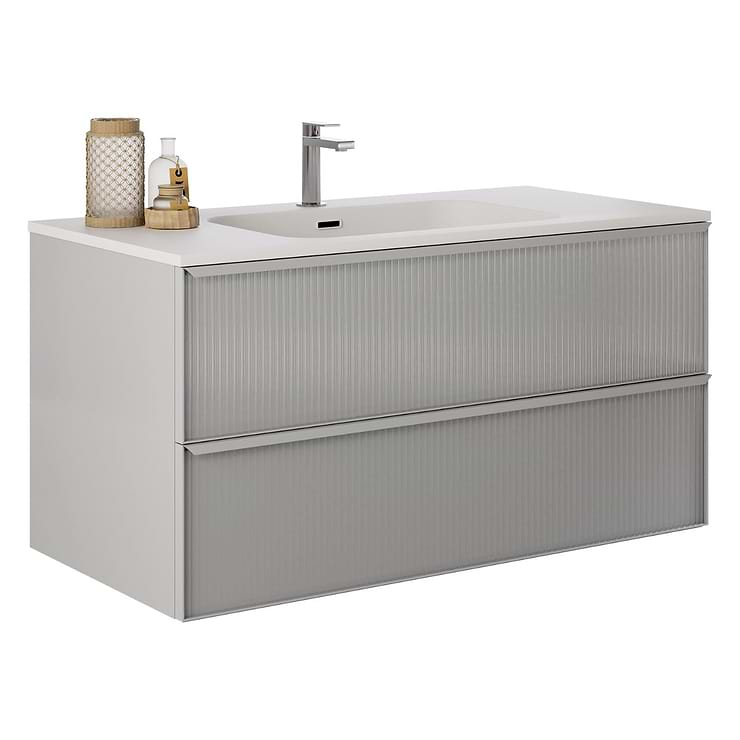 Astor Pearl 42" Single Vanity with Integrated White Solid SurfaceTop