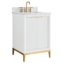 Bungalow White and Gold 24" Single Vanity with Carrara Marble Top