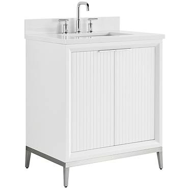 Bungalow White and Silver 30" Single Vanity with Pure White Quartz Top