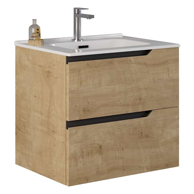 Duo Blonde Wood 24" Single Vanity with Integrated White Ceramic Top