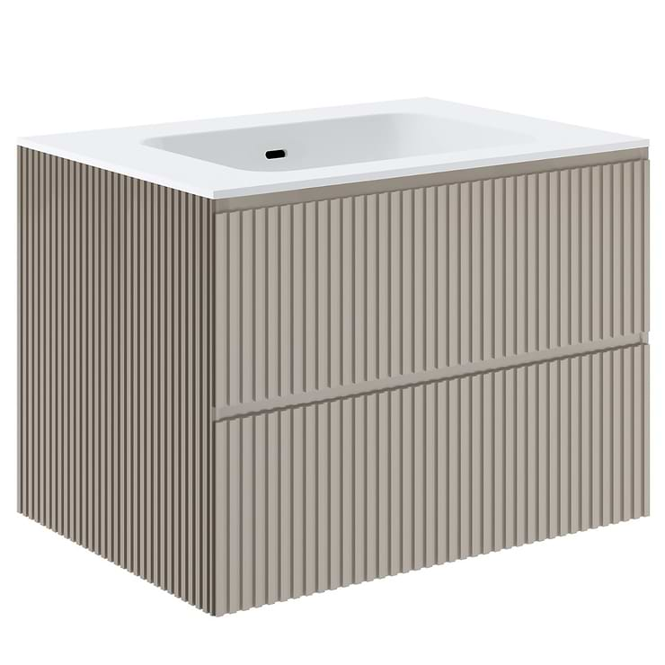 Linear Taupe 30" Single Vanity with Integrated White Solid Surface Top