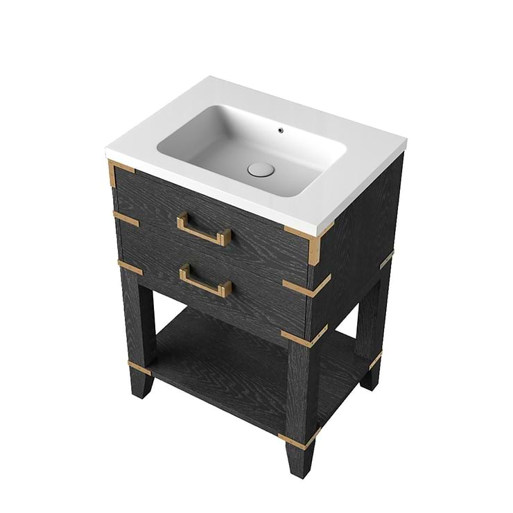 Calico Black Oak 24" Single Vanity with Integrated White Acrylic Top