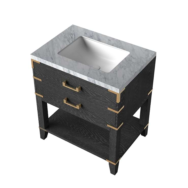 Calico Black Oak 30" Single Vanity with Carrara Marble Top