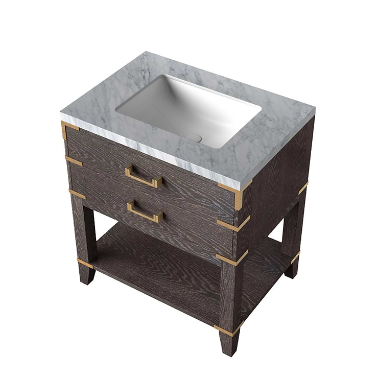 Calico Brown Oak 30" Single Vanity with Carrara Marble Top