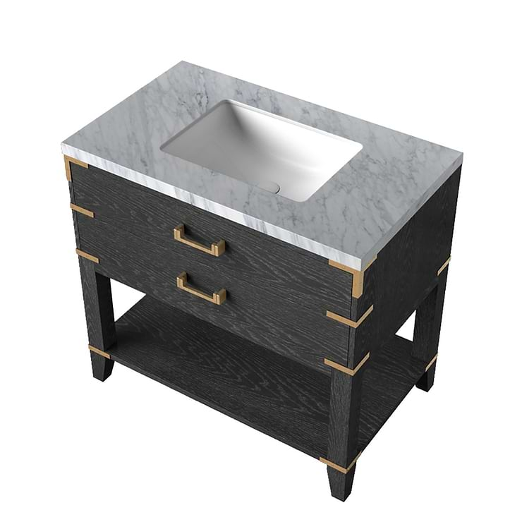 Calico Black Oak 36" Single Vanity with Carrara Marble Top