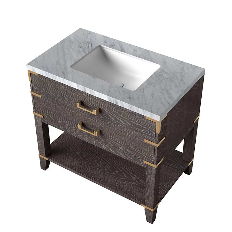 Calico Brown Oak 36" Single Vanity with Carrara Marble Top