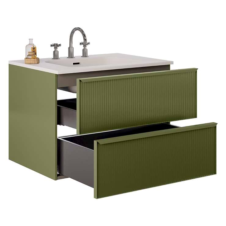 Astor Olive 30" Single Vanity with Integrated White Solid SurfaceTop