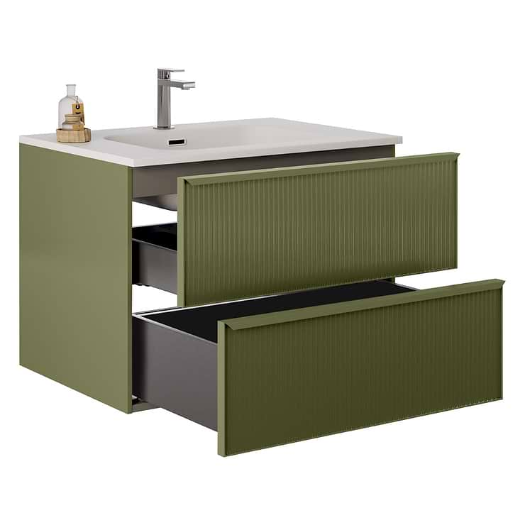 Astor Olive 30" Single Vanity with Integrated White Solid SurfaceTop