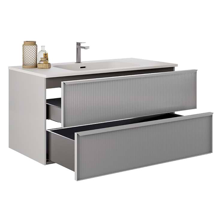 Astor Pearl 42" Single Vanity with Integrated White Solid SurfaceTop