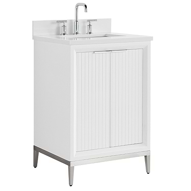 Bungalow White and Silver 24" Single Vanity with Pure White Quartz Top