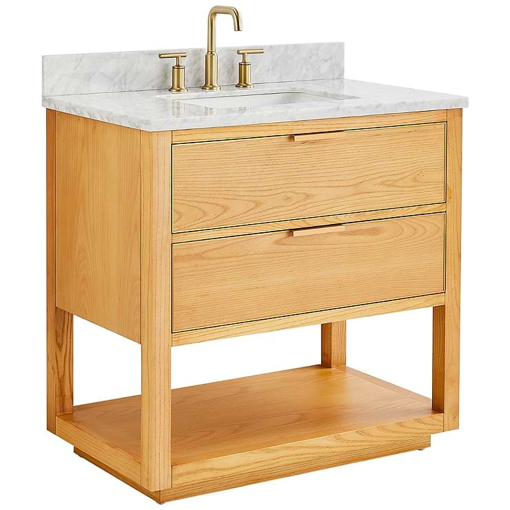 Dayton Woodgrain 36" Single Vanity with Carrara Marble Top