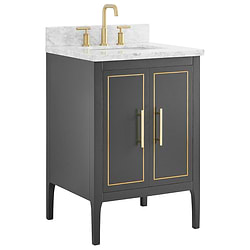 Province Black and Gold 24" Single Vanity with Carrara Marble Top