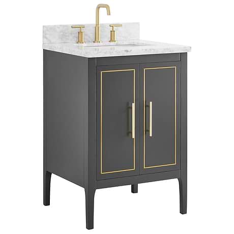 Province Charcoal and Gold 24" Single Vanity with Carrara Marble Top