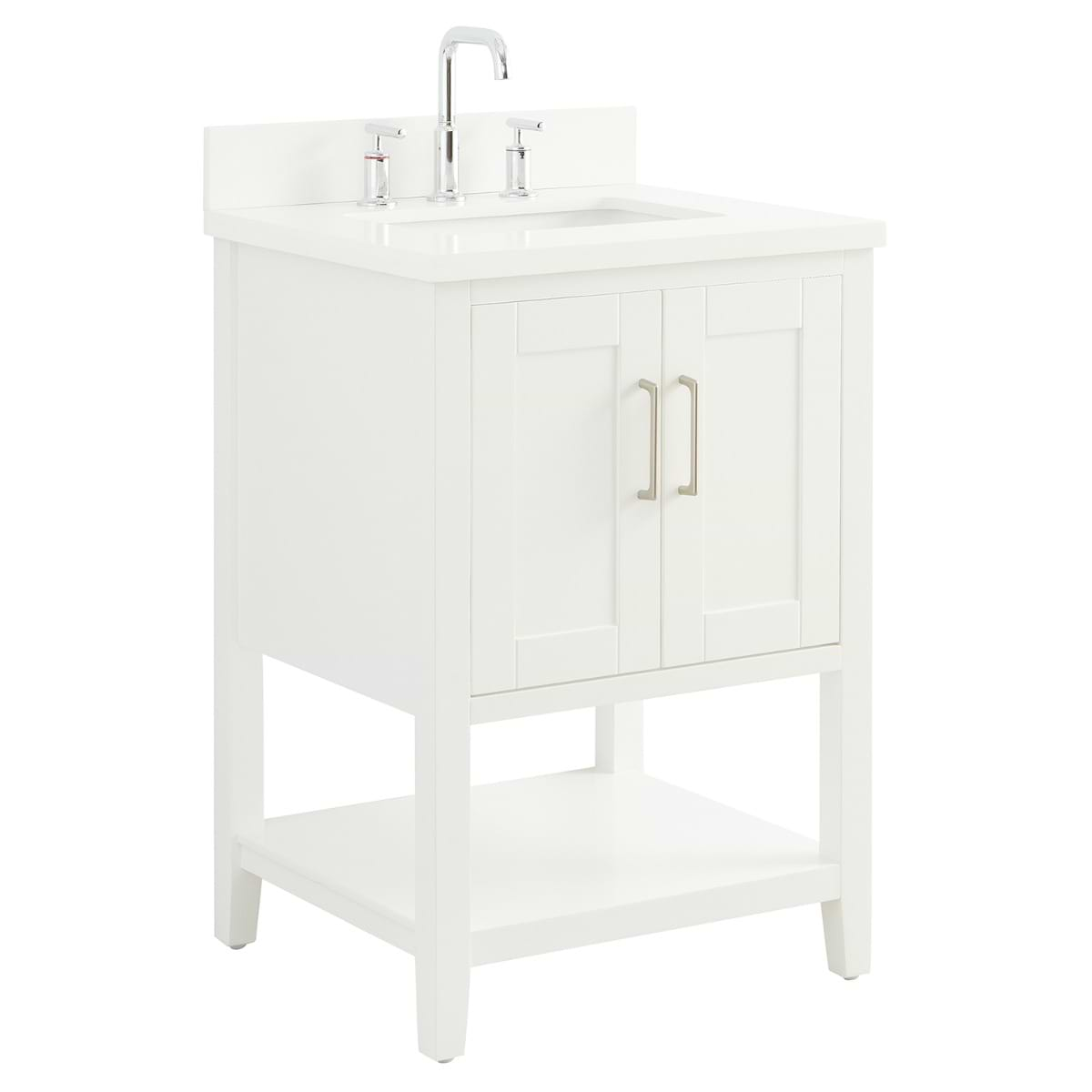 Sheraton 24" White Vanity with Pure White Quartz Top and Ceramic Basin