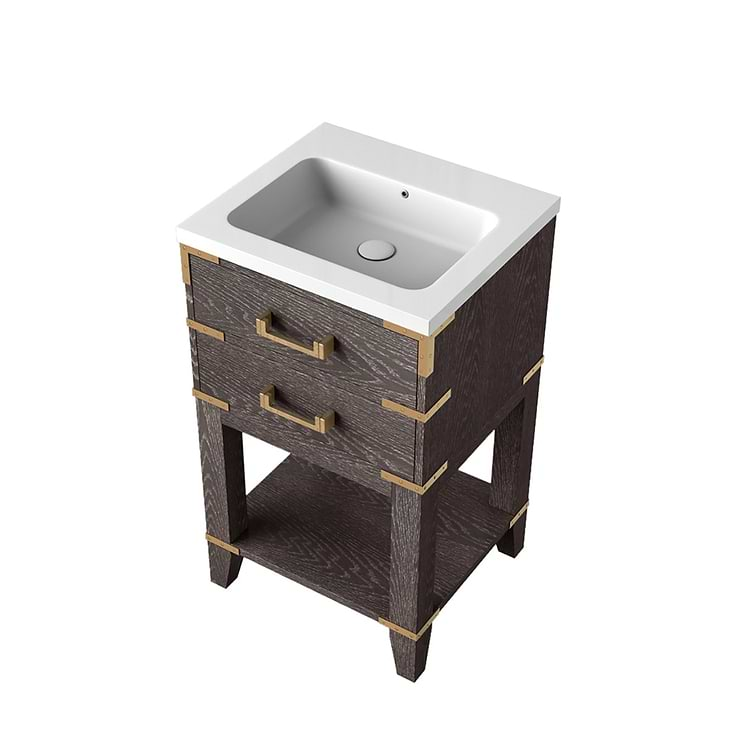 Calico Brown Oak 20" Single Vanity with Integrated White Acrylic Top