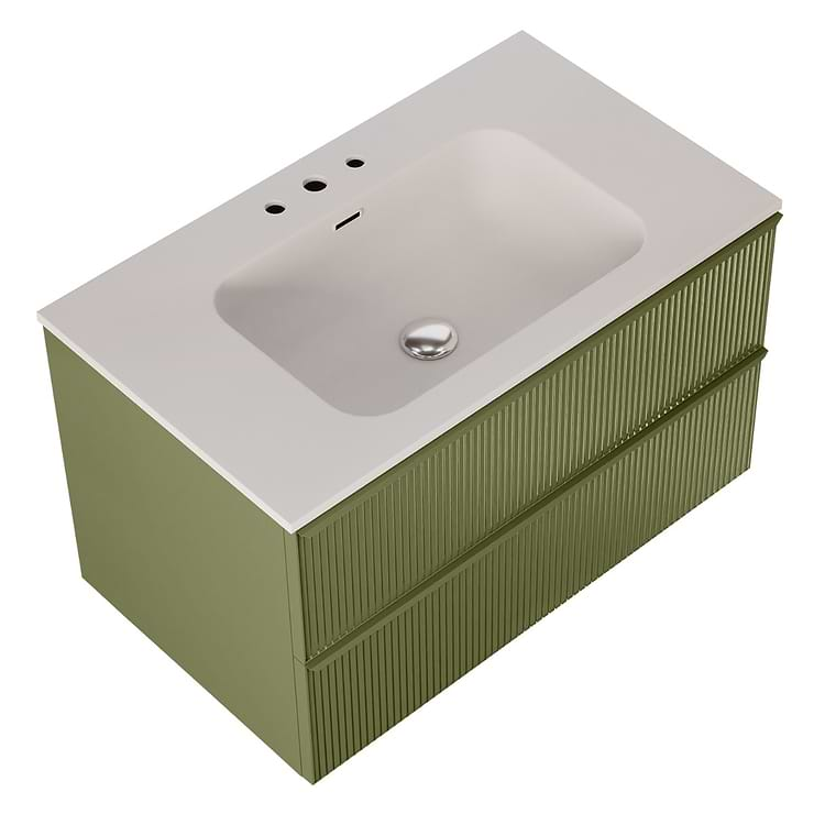 Astor Olive 36" Single Vanity with Integrated White Solid SurfaceTop