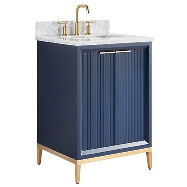 Bungalow Navy and Gold 24" Single Vanity with Carrara Marble Top