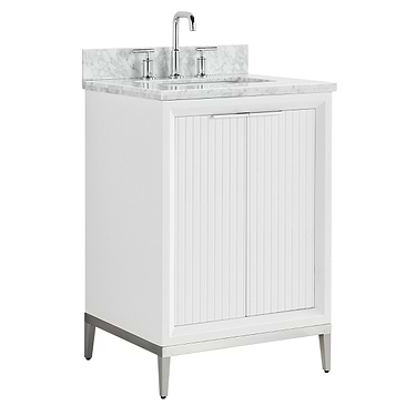 Bungalow White and Silver 24" Single Vanity with Carrara Marble Top