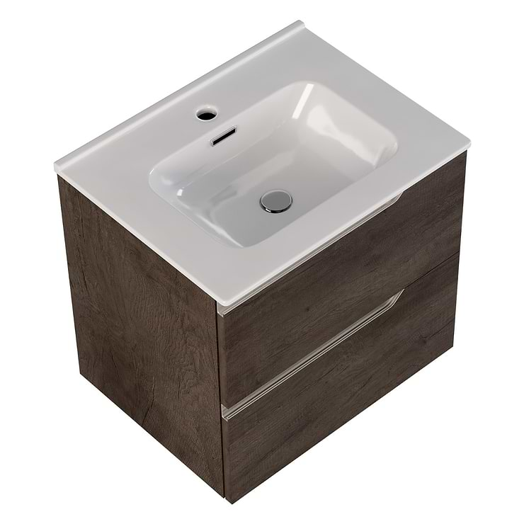 Duo Weathered Oak 24" Single Vanity with Integrated White Ceramic Top