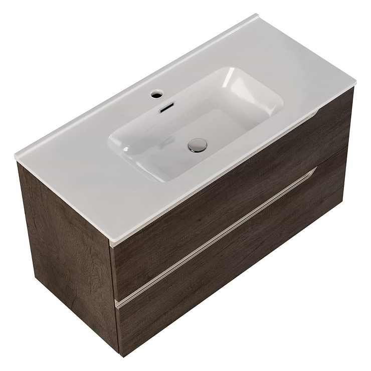 Duo Weathered Oak 40" Single Vanity with Integrated White Ceramic Top