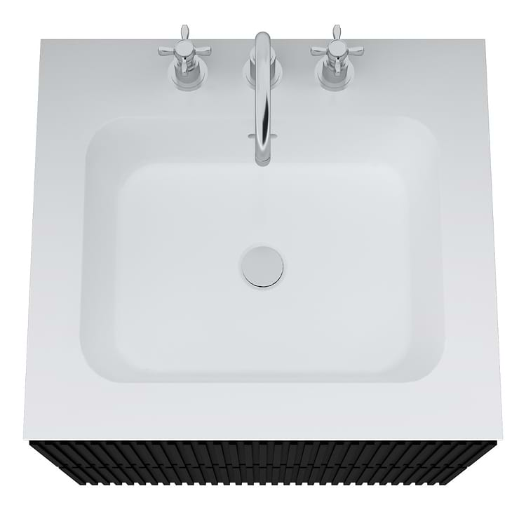 Linear Black 24" Single Vanity with Integrated White Solid Surface Top