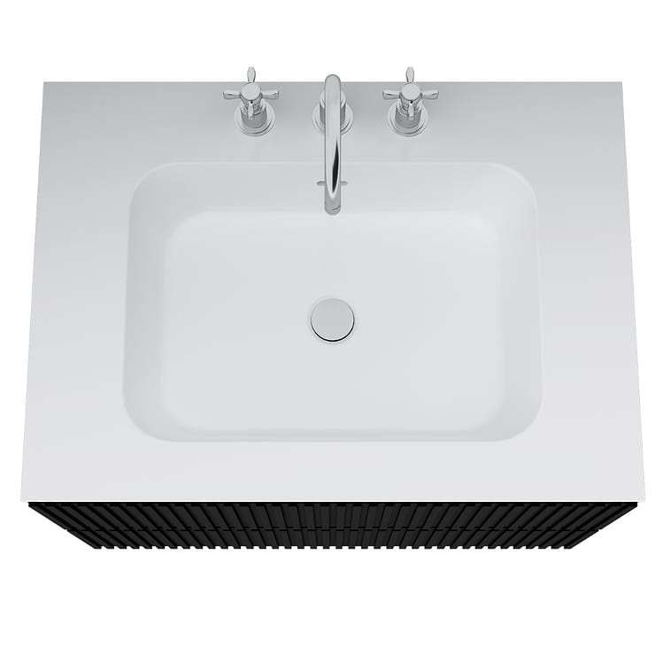 Linear Black 30" Single Vanity with Integrated White Solid Surface Top