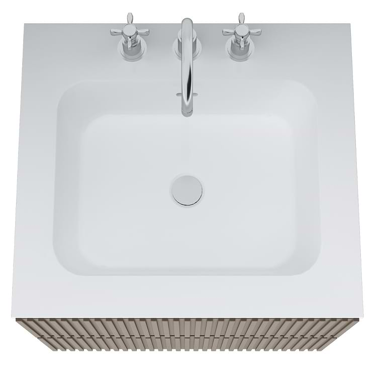 Linear Taupe 24" Single Vanity with Integrated White Solid Surface Top