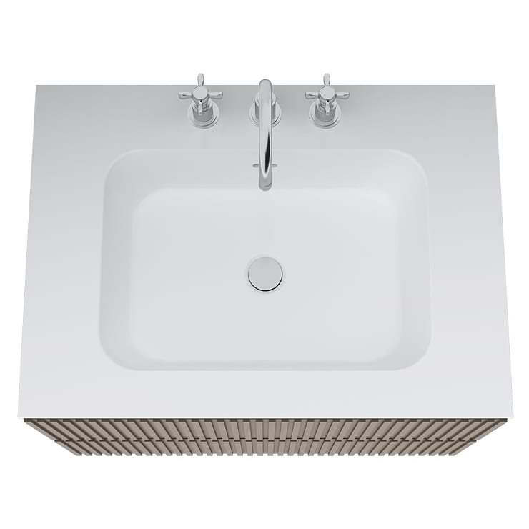 Linear Taupe 30" Single Vanity with Integrated White Solid Surface Top