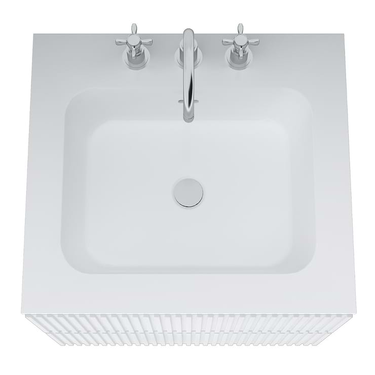 Linear White 24" Single Vanity with Integrated White Solid Surface Top