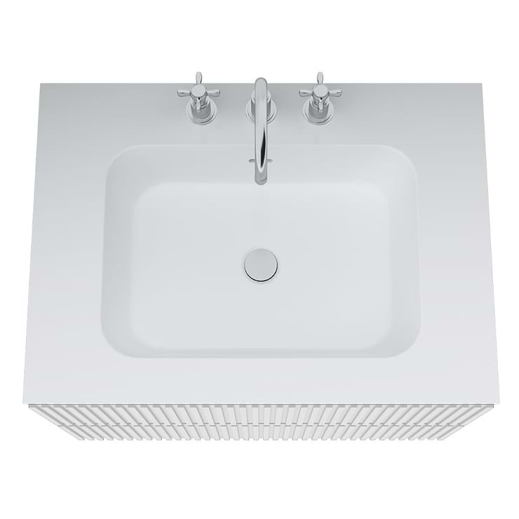 Linear White 30" Single Vanity with Integrated White Solid Surface Top