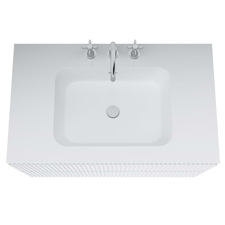 Linear White 36" Single Vanity with Integrated White Solid Surface Top