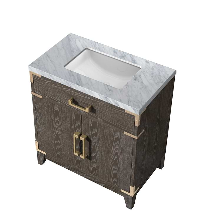 Aiden Brown Oak 30" Single Vanity with Carrara Marble Top