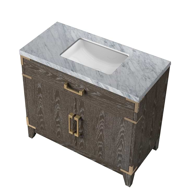 Aiden Brown Oak 36" Single Vanity with Carrara Marble Top