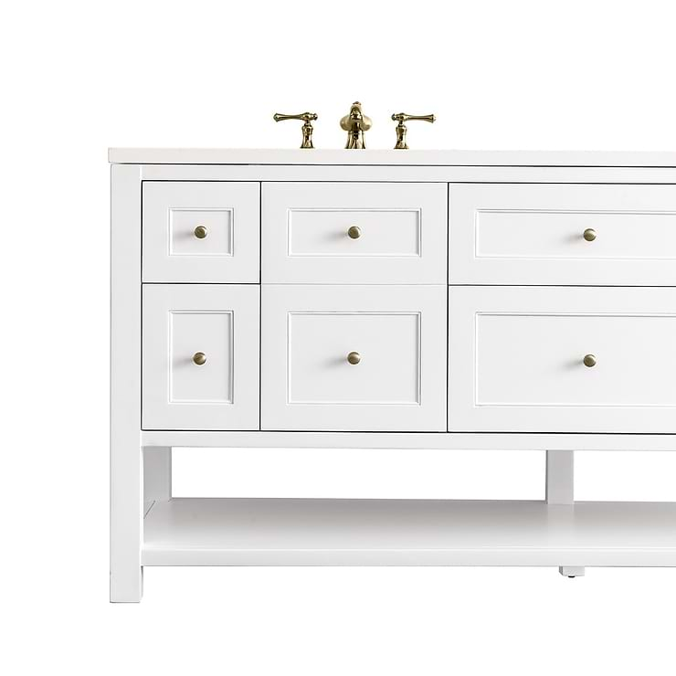 James Martin Vanities Breckenridge Bright White 72" Double Vanity with White Zeus Quartz Top