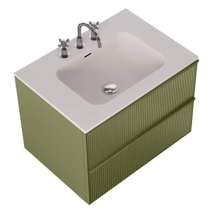 Astor Olive 30" Single Vanity with Integrated White Solid SurfaceTop