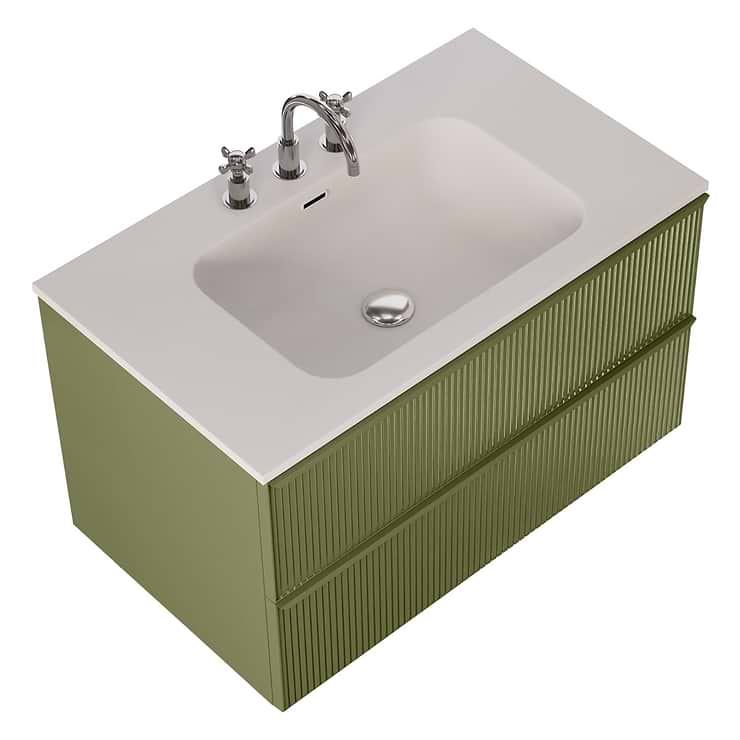 Astor Olive 36" Single Vanity with Integrated White Solid SurfaceTop