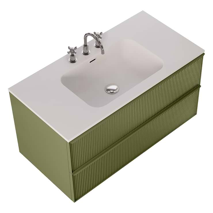 Astor Olive 42" Single Vanity with Integrated White Solid SurfaceTop