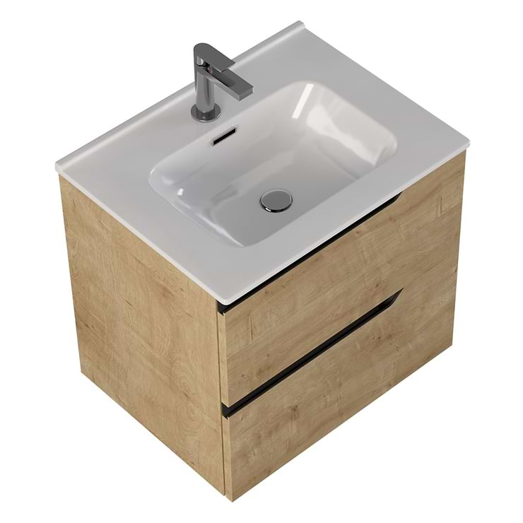 Duo Blonde Wood 24" Single Vanity with Integrated White Ceramic Top