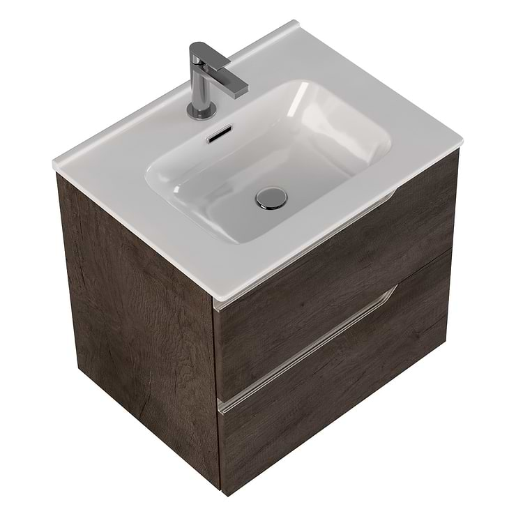 Duo Weathered Oak 24" Single Vanity with Integrated White Ceramic Top