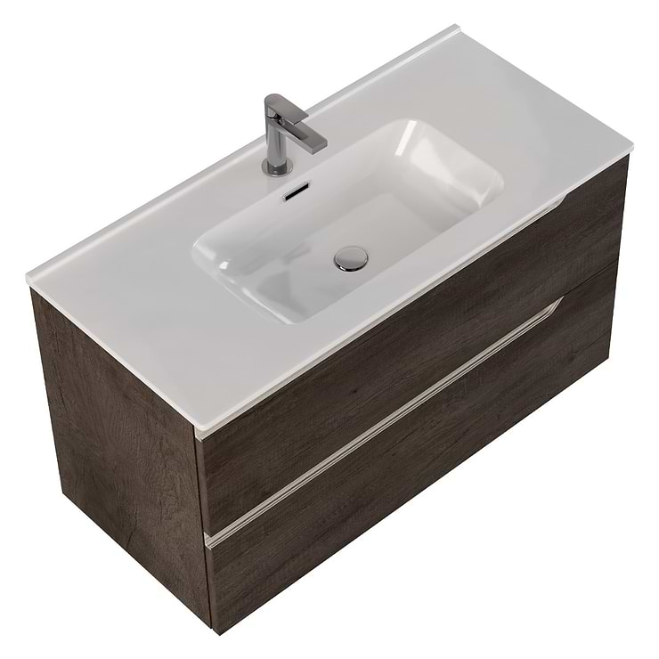 Duo Weathered Oak 40" Single Vanity with Integrated White Ceramic Top