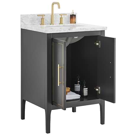 Province Charcoal and Gold 24" Single Vanity with Carrara Marble Top