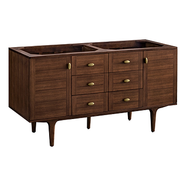 Amberly Mid-Century Walnut 60" Double Vanity without Top by JMV
