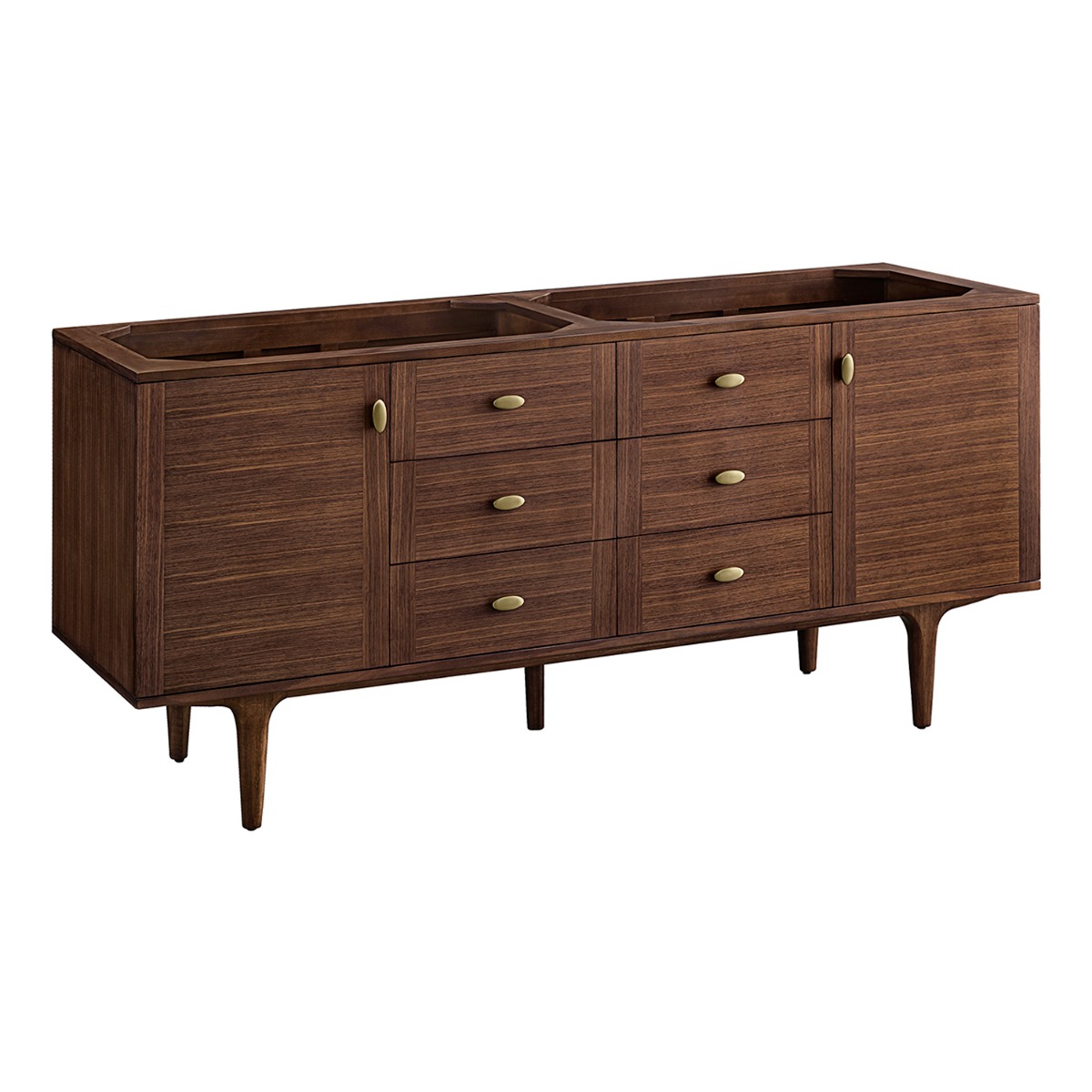 Amberly Mid-Century Walnut 72" Double Vanity without Top by JMV
