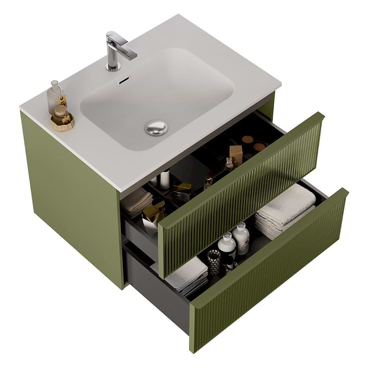 Astor Olive 30" Single Vanity with Integrated White Solid SurfaceTop