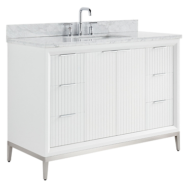 Bungalow White and Silver 48" Single Vanity with Carrara Marble Top